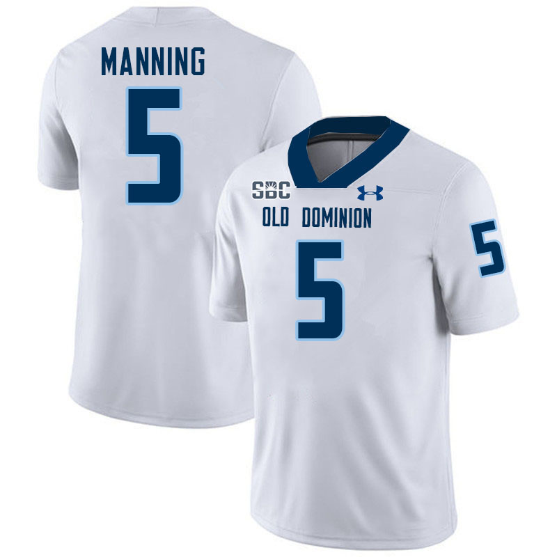 #5 Jahron Manning Old Dominion Monarchs College Football Jerseys Stitched-White